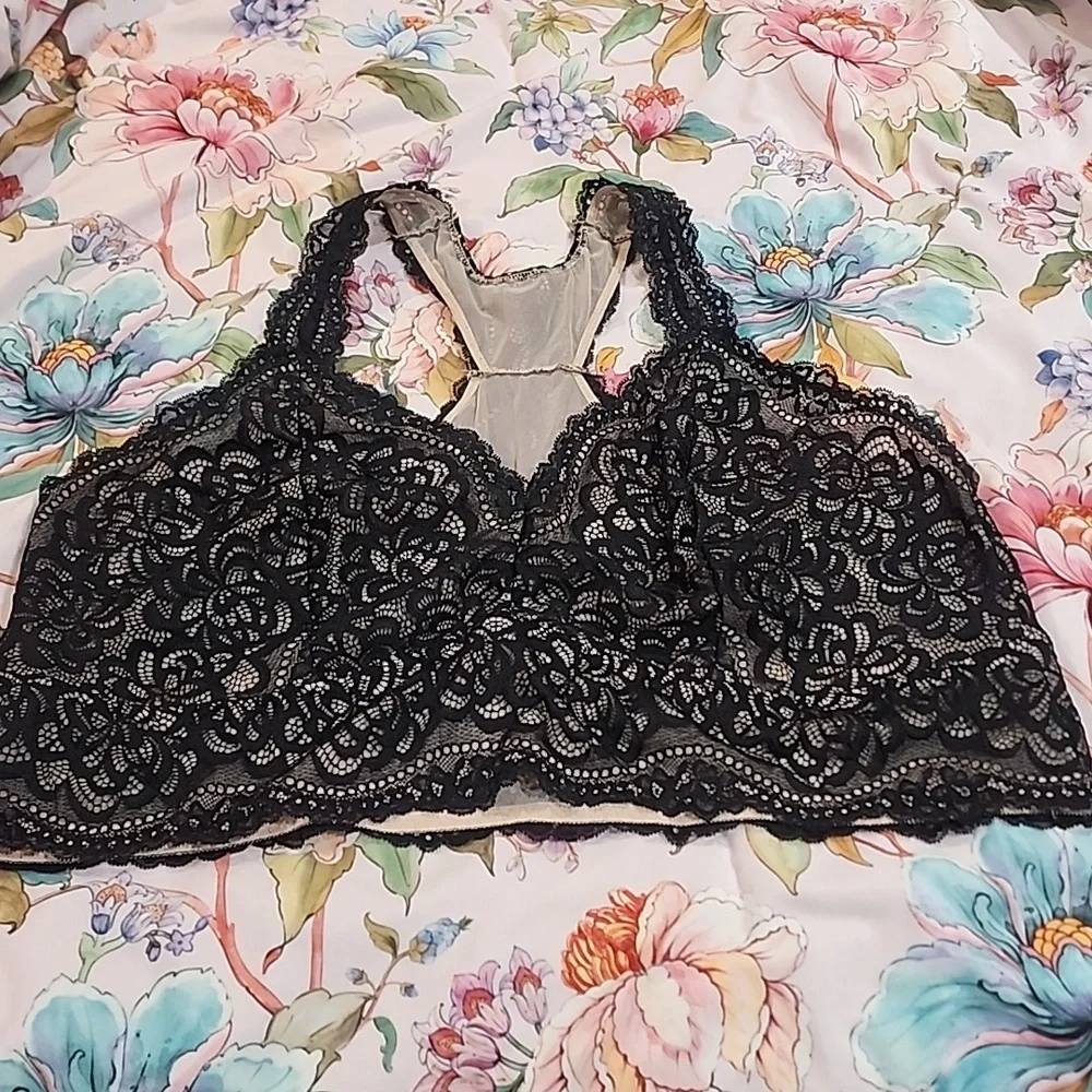TORRID - Bralettes, Floral Black Lace, Bundle of Three - Picture 3 of 12